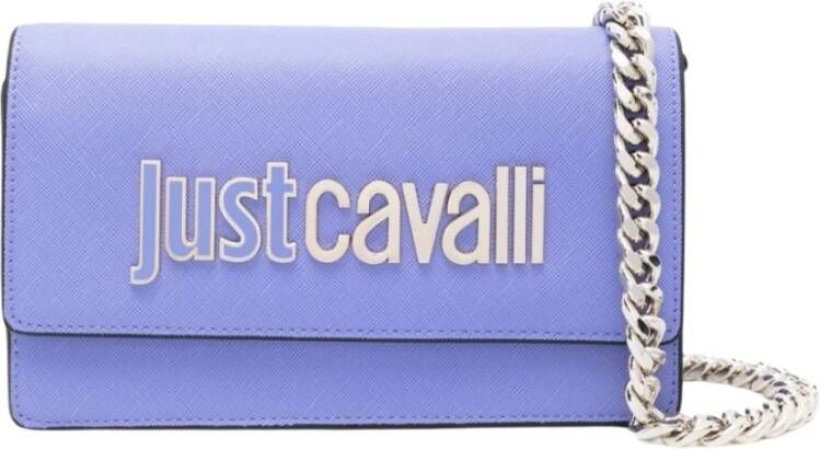 Just Cavalli Dames Clutch met Metalen Logo Belettering Purple Dames