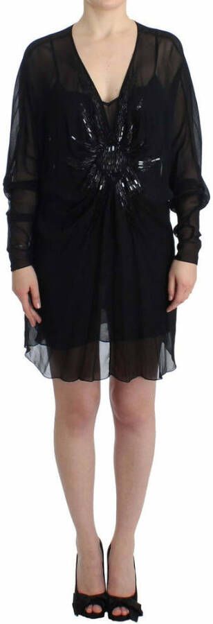 Roberto Cavalli zwarte zijden jurk met lange mouwen Zwart Dames