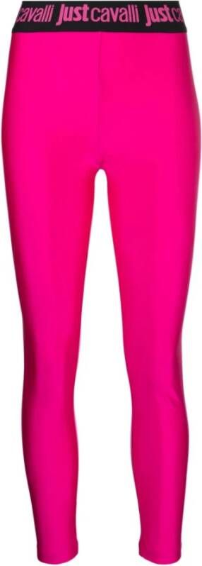 Just Cavalli Dames Leggings Stretch Stof Logo Tailleband Pink Dames