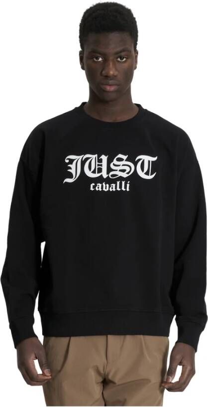 Just Cavalli Rubberig logo sweatshirt Zwart Heren
