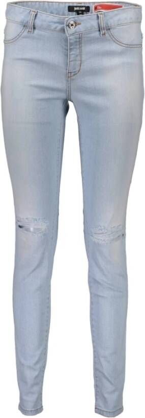 Just Cavalli Lichtblauwe katoenen jeans met vervaagd en versleten effect Blue Dames
