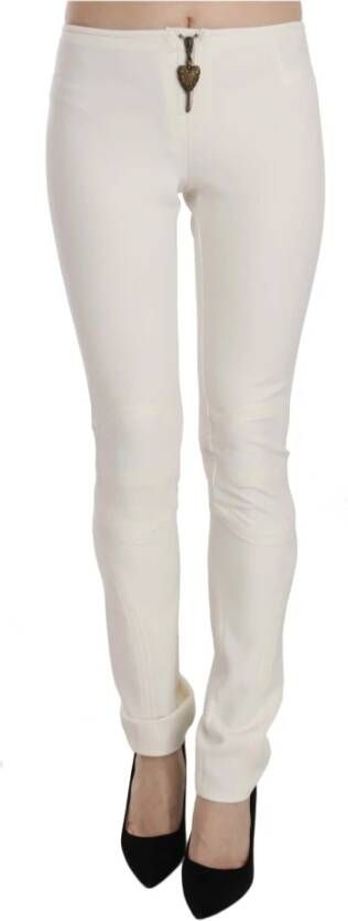 Just Cavalli White Mid Waist Skinny Dress Trousers Pants White Dames