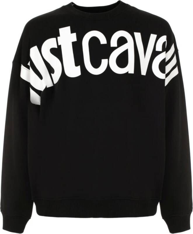 Just Cavalli Zwarte Katoenen Sweatshirt met Maxi Logo Black Heren