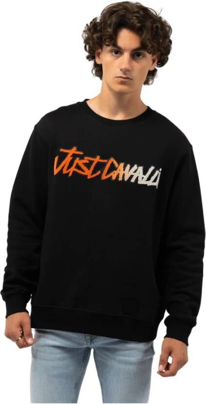 Just Cavalli Zwarte Sweatshirts voor Heren Aw23 Black Heren
