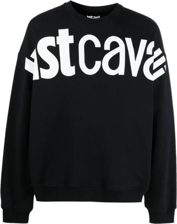 Just Cavalli Zwarte Katoenen Sweatshirt met Maxi Logo Black Heren