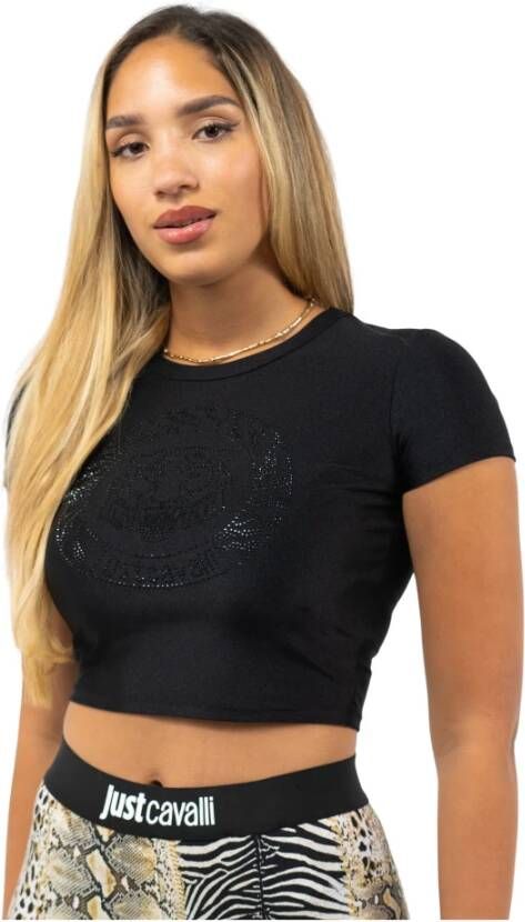 Just Cavalli Dames Logo Crop T-Shirt Black Dames