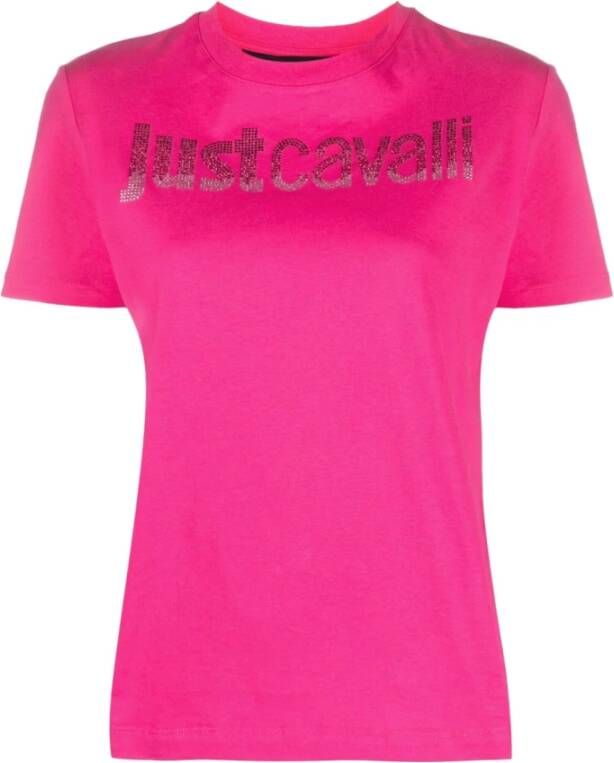Just Cavalli Fuchsia T-shirts en Polos met Strass Pink Dames
