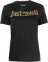 Just Cavalli Zwarte Katoenen T-shirt met Gouden Logo Black - Thumbnail 1