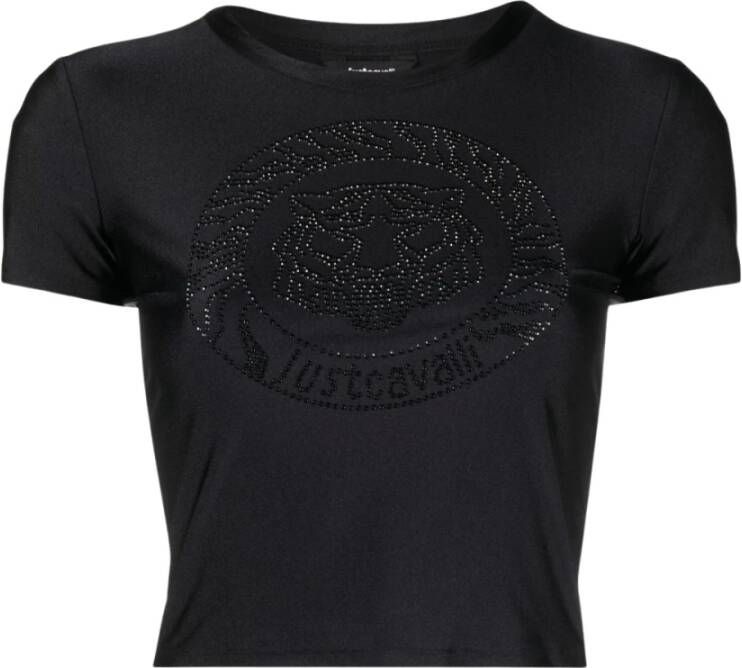 Just Cavalli Dames Logo Crop T-Shirt Black Dames