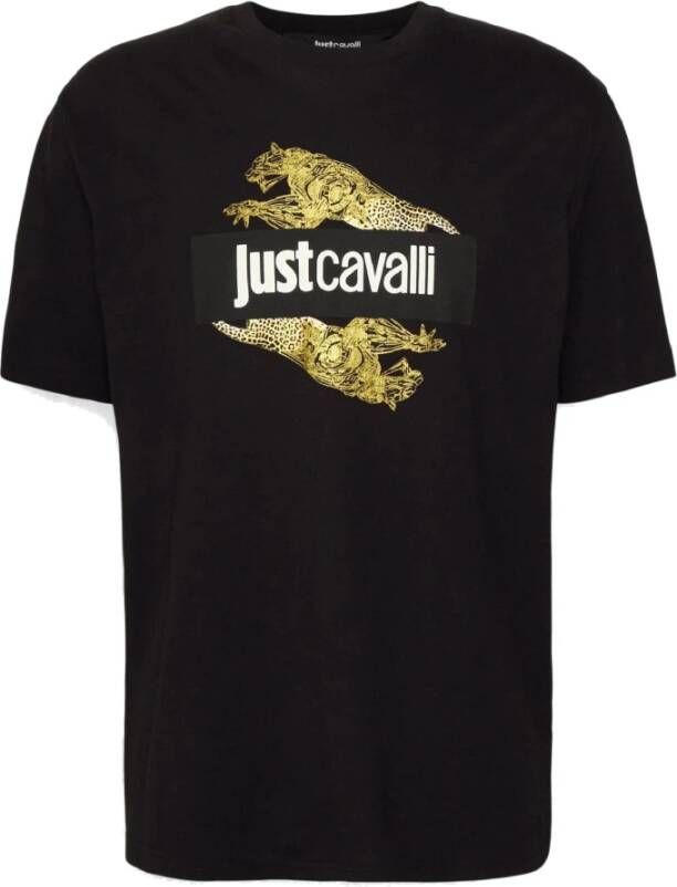 Just Cavalli Zwarte T-shirt en Polo Collectie Black Heren