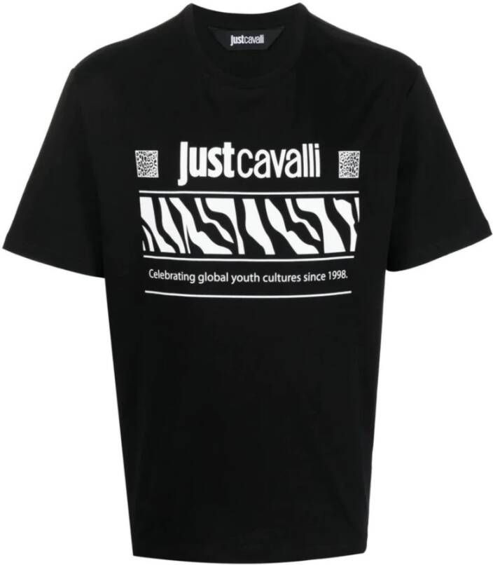 Just Cavalli Zwarte T-shirt en Polo Collectie Black Heren