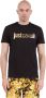 Just Cavalli Zwarte Katoenen T-shirt met Gouden Logo Black - Thumbnail 4