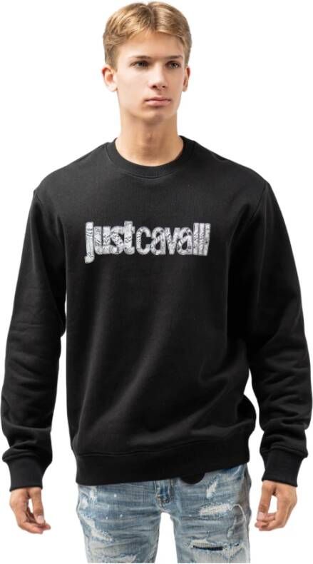 Just Cavalli Zwarte Sweatshirts voor Heren Aw23 Black Heren