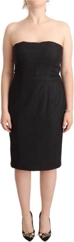 Just Cavalli Zwarte strapless bustier schede midi jurk Zwart Dames
