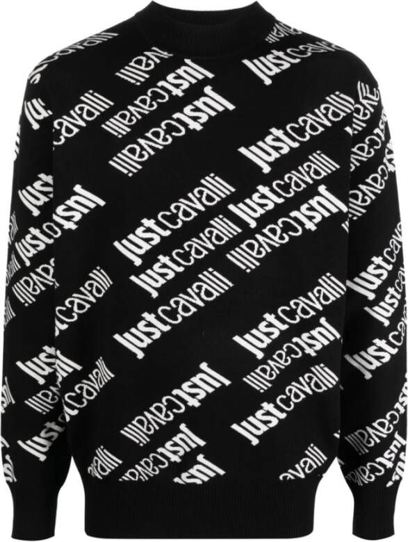 Just Cavalli Zwarte Logo Trui voor Heren Black Heren