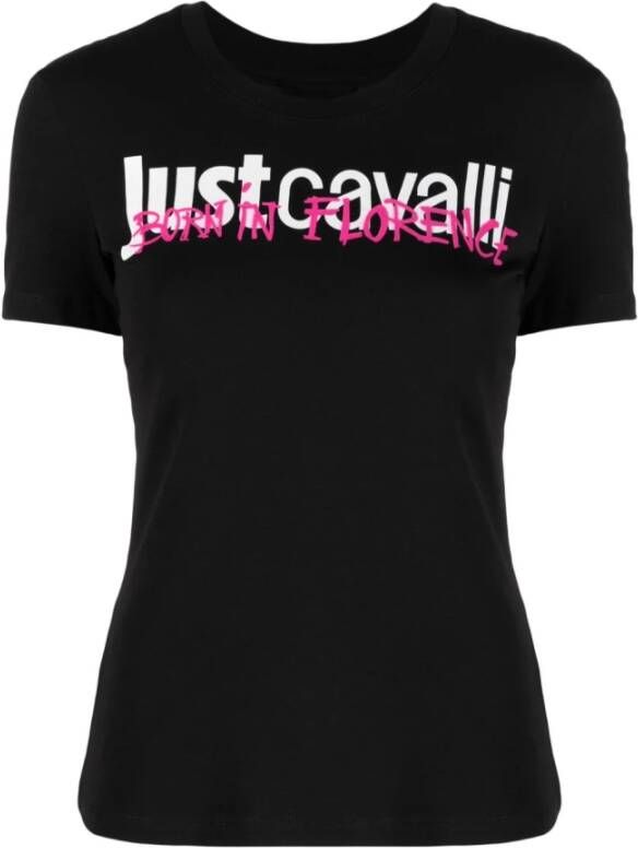 Just Cavalli Zwarte T-shirts & Polos voor vrouwen Black Dames