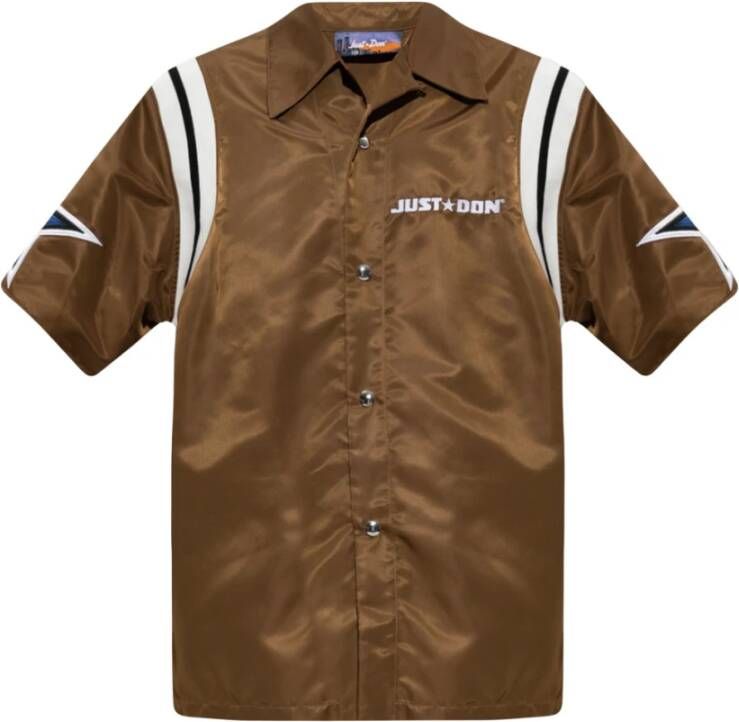 Just DON Bruine Button Up Shirt Korte Mouw Brown Heren