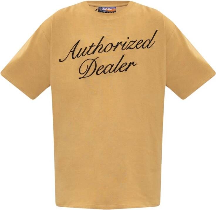 Just DON Beige T-shirt met zwarte borduursels Yellow Heren