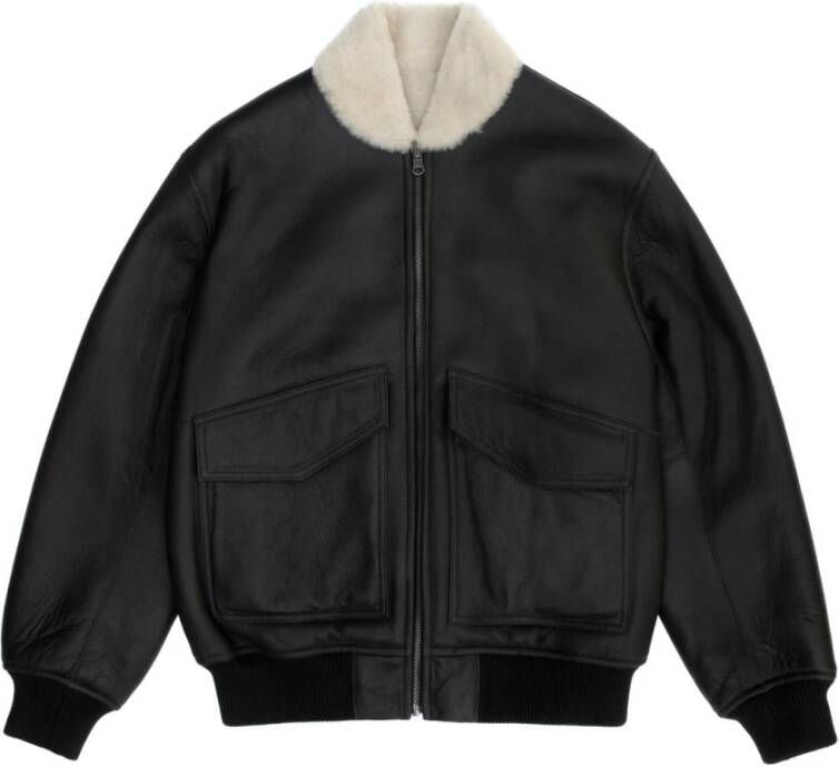 Just Things we Like Reversible Baseball Lambskin Shearling Jacket Dark Brown Bruin Heren