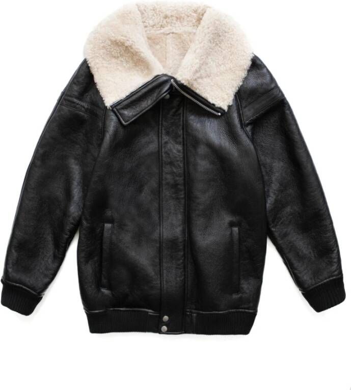 Just Things we Like Yakyu Merino Lambskin Shearling Jacket Zwart Dames