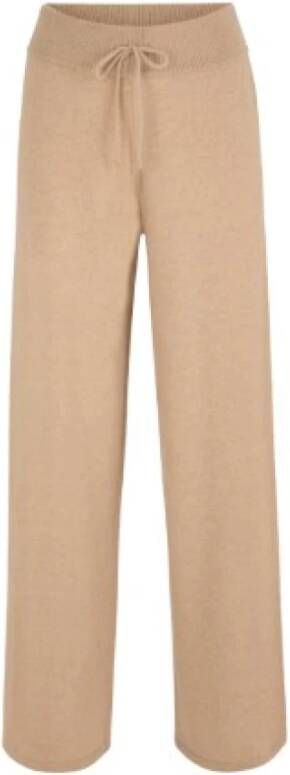 Juvia Kameel Cashmere Blend Wijde Broek Beige Dames