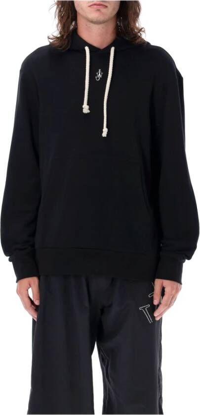JW Anderson Anker Borduurwerk Hoodie Stijlvol en Comfortabel Zwart Heren