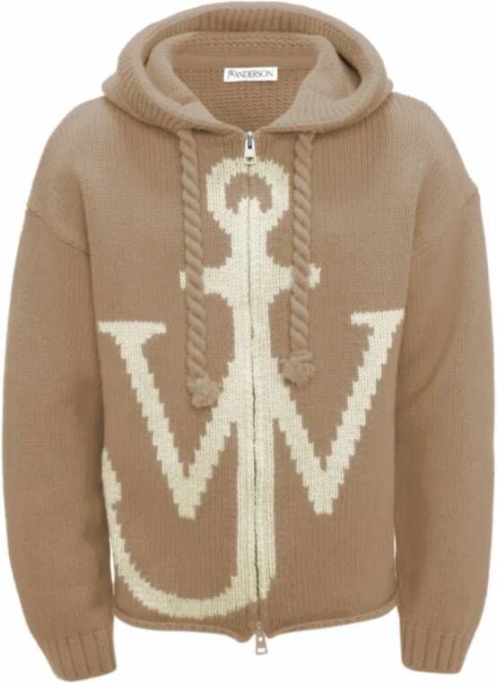 JW Anderson Beige Anker Rits Hoodie Beige Heren