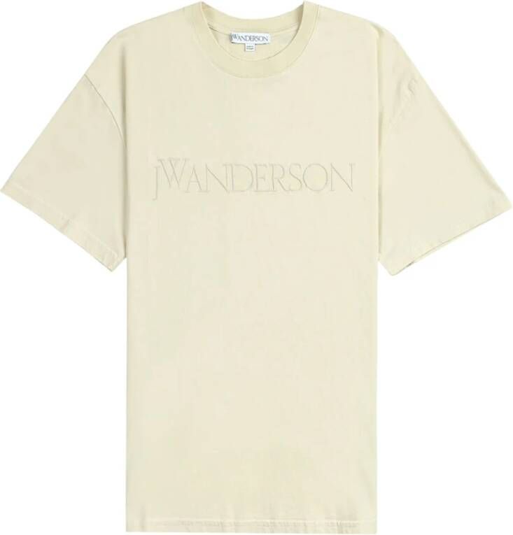 JW Anderson Geborduurd Logo T-shirt Beige Heren