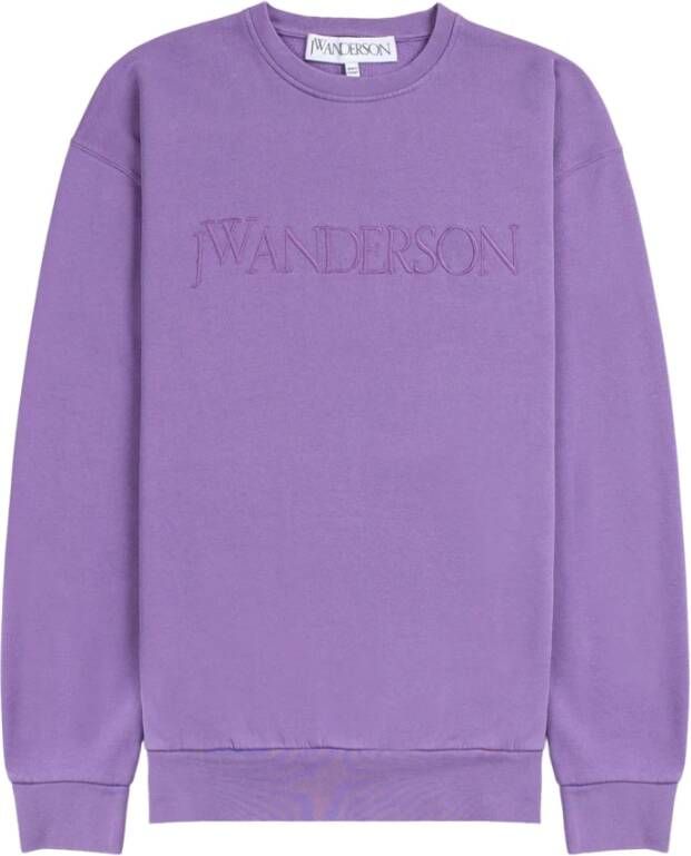 JW Anderson Elegante Violet Sweater met Geborduurd Logo Purple Heren