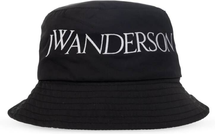 JW Anderson Zwarte Hoed met Geborduurd Logo voor Mannen Zwart Heren