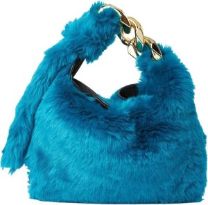 JW Anderson Faux Fur Chain Hobo Bag Blauw Dames