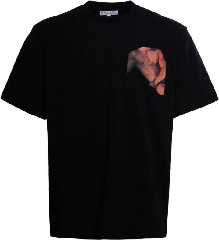 JW Anderson Zwarte T-shirts en Polos met Verhoogde Stijl Black Heren