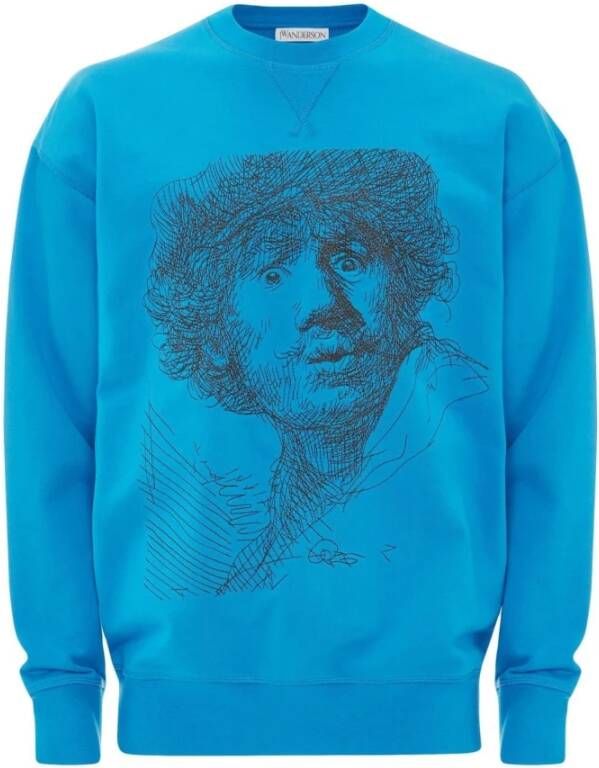 JW Anderson Geborduurde Rembrandt Sweatshirt Blauw Heren
