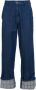 JW Anderson Indigo Blauwe Grid-Print Wide-Leg Jeans Blauw Heren - Thumbnail 3