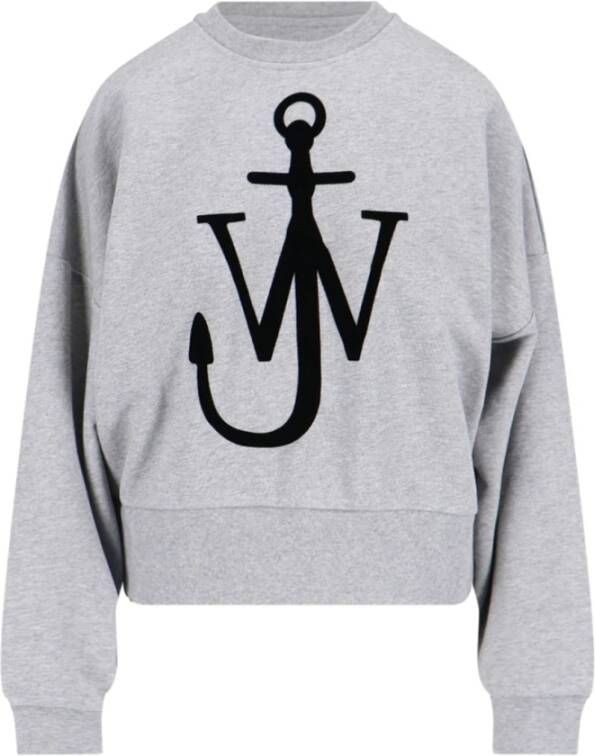 JW Anderson Grijs Melange Anker Logo Sweatshirt Gray Dames