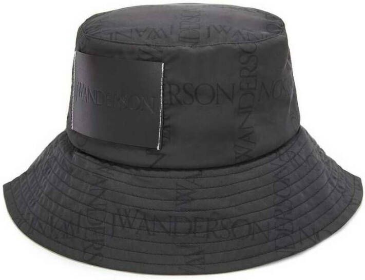 JW Anderson Zwarte Nylon Bucket Hat Trendy Model Black Dames