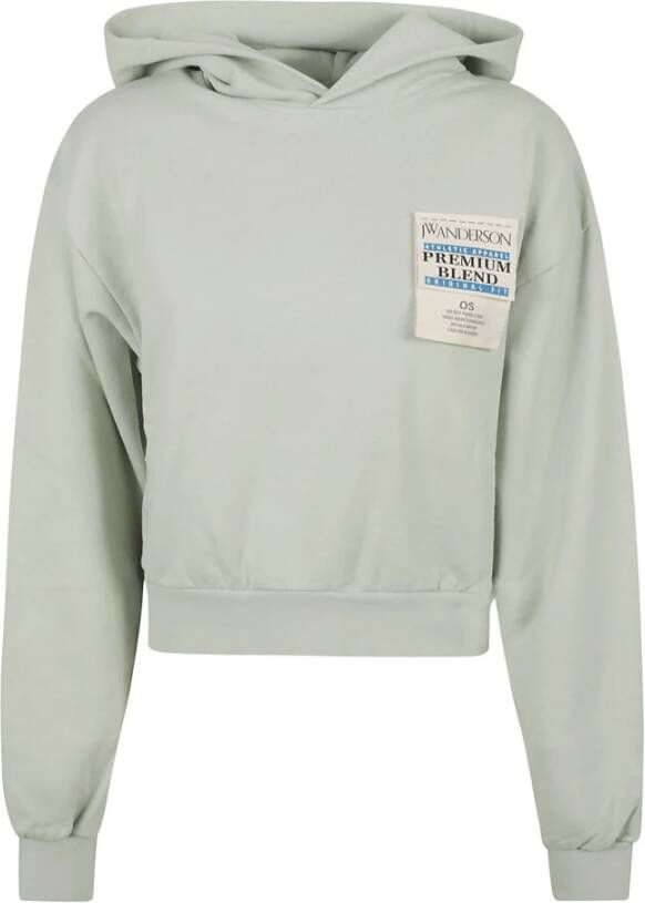 JW Anderson Cropped Care Label Hoodie Green Dames