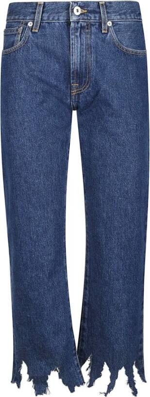 JW Anderson Indigo Laser Cut Cropped Jeans Blauw Dames
