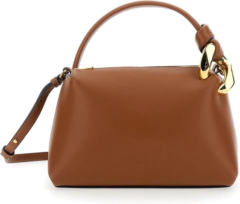 JW Anderson Bruine leren handtas met metalen knoop Brown Dames - Foto 4
