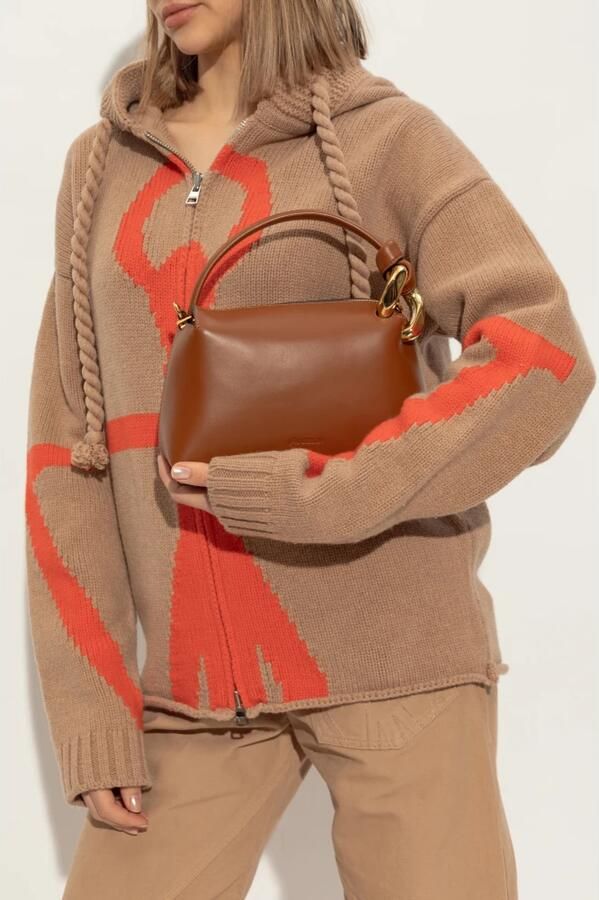 JW Anderson Bruine leren handtas met metalen knoop Brown Dames - Foto 6