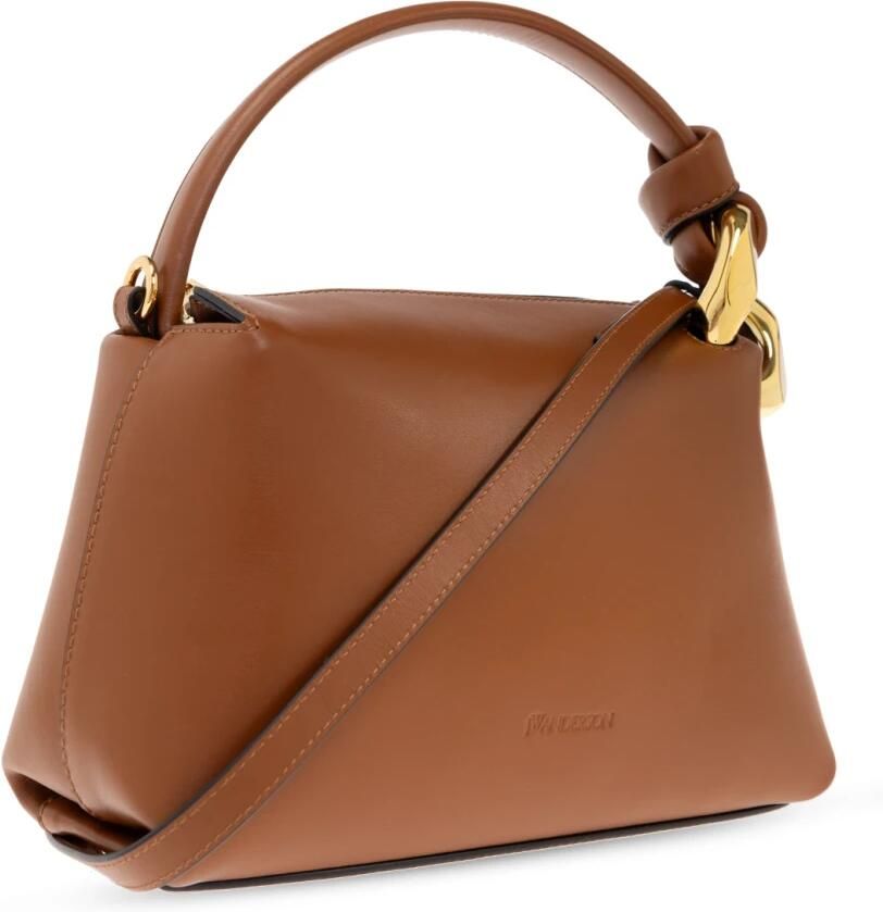 JW Anderson Bruine leren handtas met metalen knoop Brown Dames - Foto 2