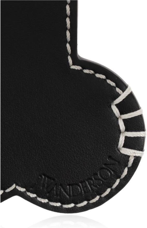 JW Anderson Zwarte Leren Sleutelhanger met Ingelegd Logo Black Heren - Foto 3