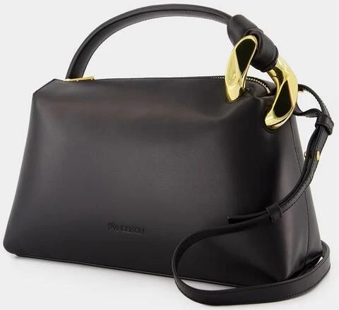 JW Anderson Zwarte Leren Crossbody Tas met Gewatteerd Lamsvacht Black Dames - Foto 5