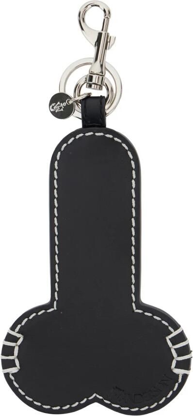 JW Anderson Zwarte Leren Sleutelhanger met Ingelegd Logo Black Heren - Foto 4