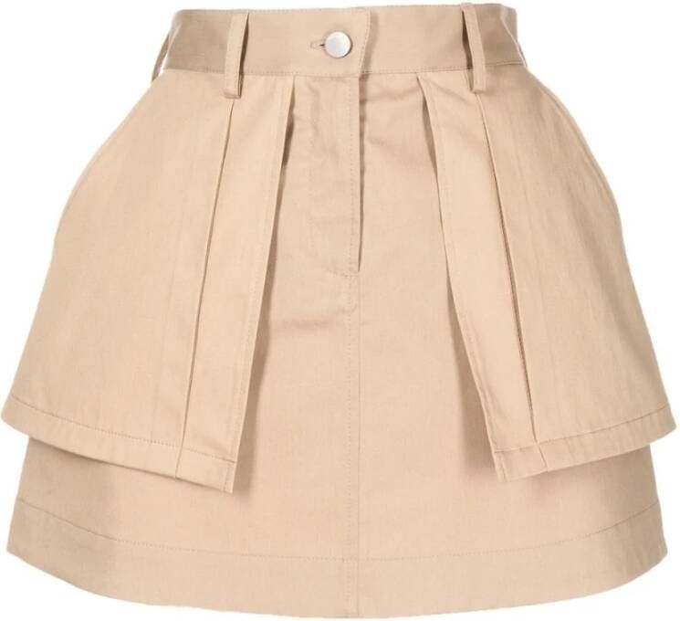 JW Anderson Korte Beige Stretch-Katoenen Minirok Beige Dames