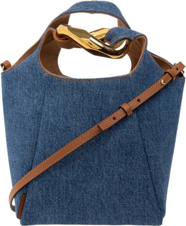 JW Anderson Chain Link Clutch Bag in Blue Canvas Blauw Dames