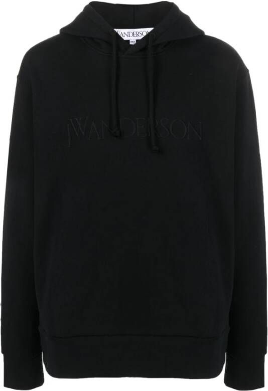 JW Anderson Logo-geborduurde katoenen hoodie voor heren Zwart Heren