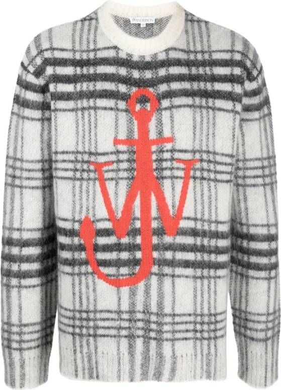 JW Anderson Logo-Print Intarsia-Strik Trui Zwart Heren