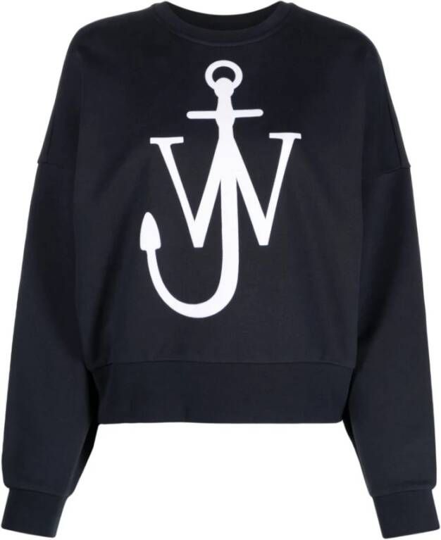 JW Anderson Logo-print Sweatshirt in Marineblauw Black Dames