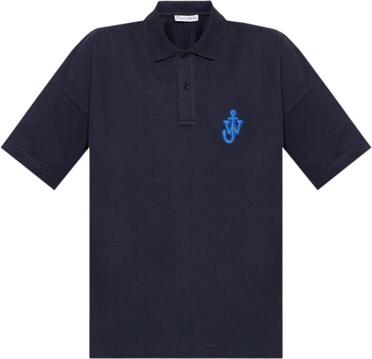 JW Anderson Navy Logo Polo Shirt Blauw Heren